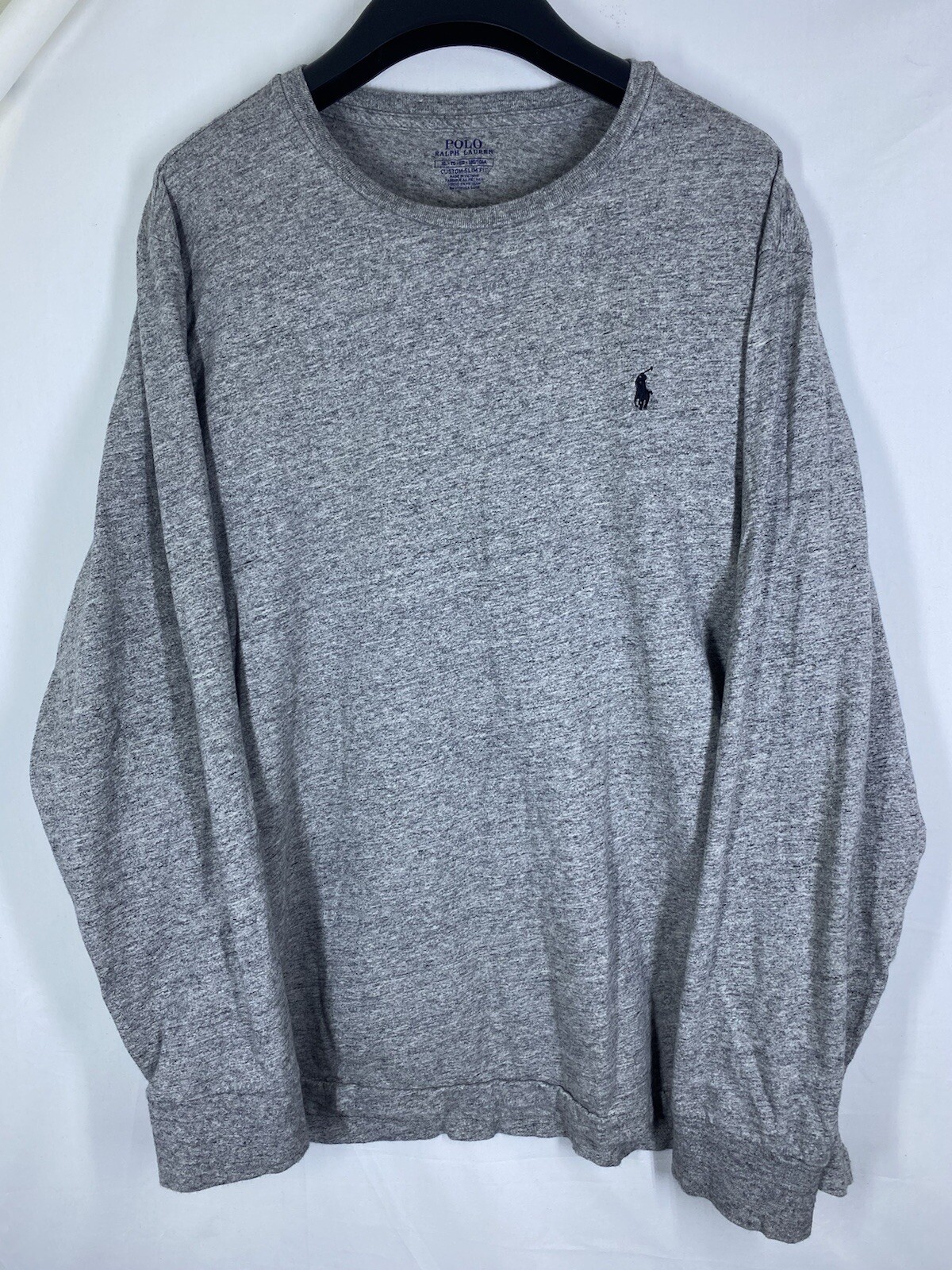 Polo Ralph Lauren camicia uomo XL grigio erica girocollo manica lunga pony pullover USA