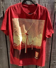 Men's Obey Red Windmill Power Up Logo T-Shirt NO TAGS Crew Streetwear Stretch 