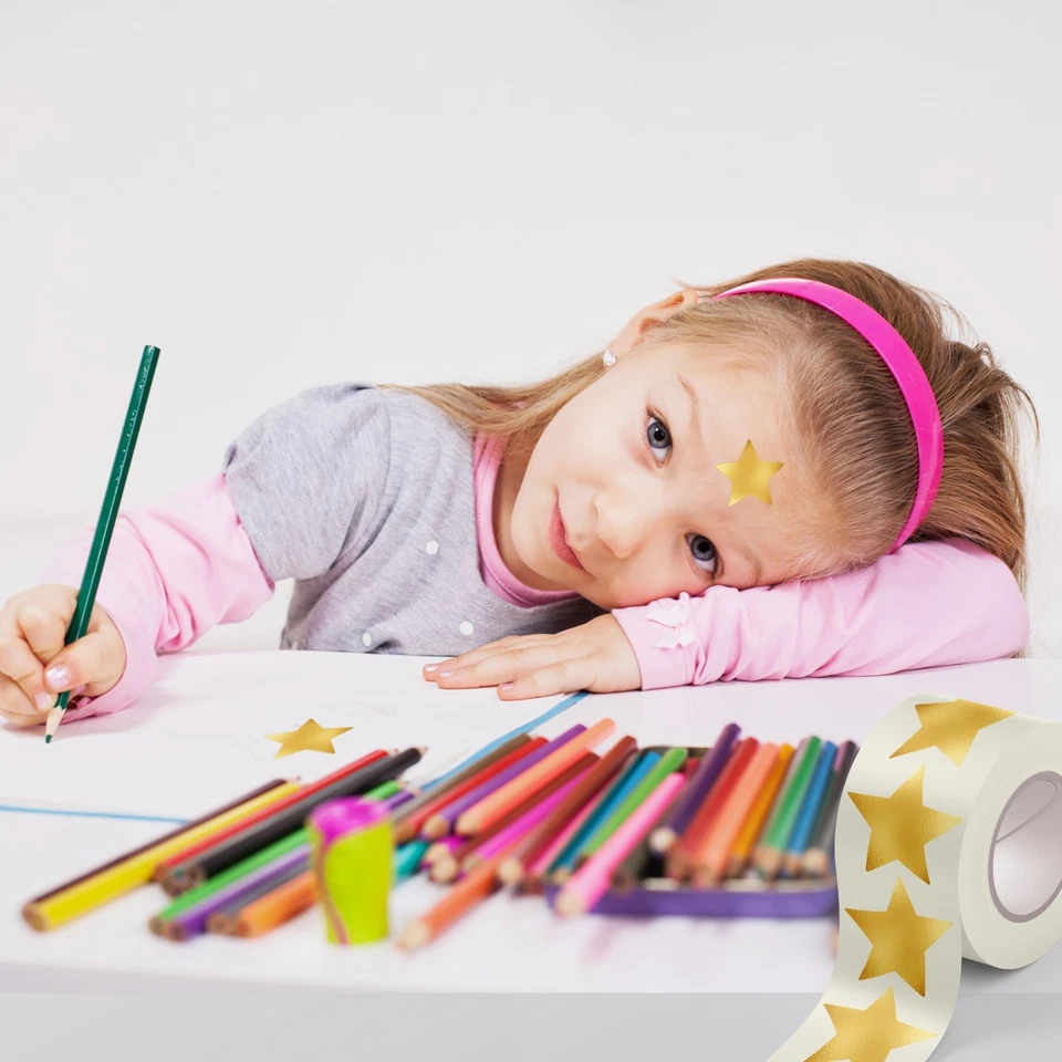 Gold Sterne Aufkleber, 500 St Star Sticker, 25 mm Glitzer Belohnung Sticker - Bild 3 von 4