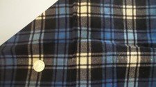 Vintage Cotton Flannel Fabric SHADES OF BLUE, BLACK, WHITE PLAID 33"/45" Wide