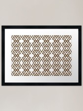 Brown and White Ornamental Art Deco Framed Wall Art Poster Canvas Print Picture