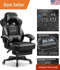 Big & Tall Gaming Chair with Footrest - Ergonomic 350lb Capacity Executive Chair