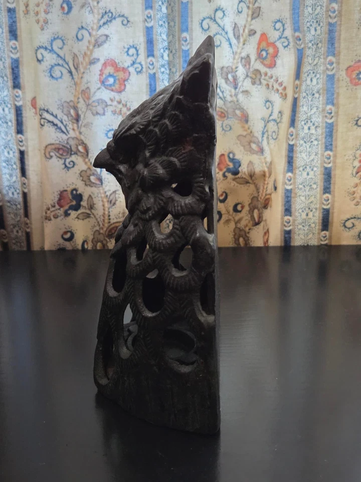 Винтажный черный чугунный японский подсвечник сова фонарь высота 7 дюймов ширина 5 дюймов - Изображение 4 из 4