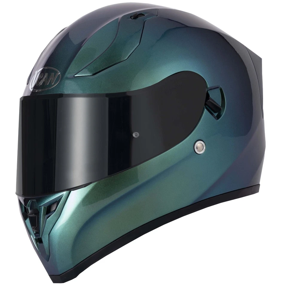 CASCO MOTO VCAN H128 CARA COMPLETA DOBLE VISERA PARASOL DEGRADADO VERDE AZUL Foto 2 de 4