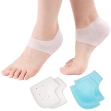 HEBEICRMY Silicone Heel Covers, Cups, Plantar Size 7 To 13, White blue