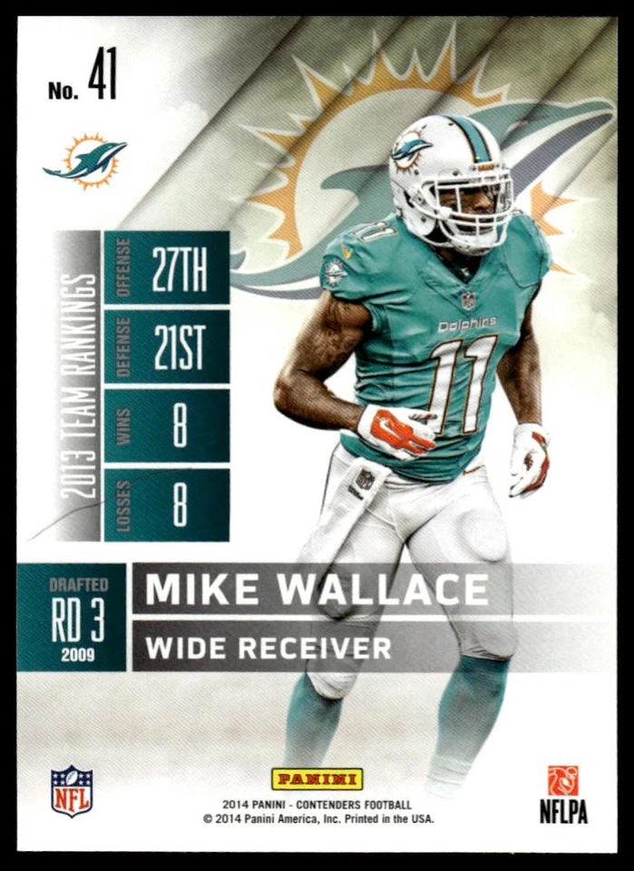 2014 Panini Contenders #41 Mike Wallace [GOATCARDS] - Image 2 of 2