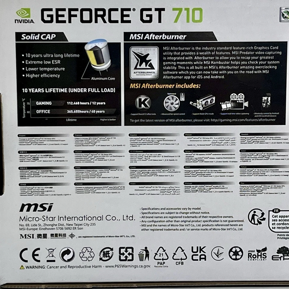 Tarjeta de gráficos de bajo perfil MSI GeForce GT 710 2 GB DDR3 64 bits - NUEVA GENUINA Foto 4 de 4