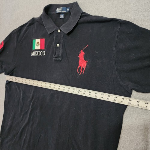 Polo Ralph Lauren Big Pony chemise homme XXL noir drapeau du Mexique #3 preppy devant/arrière - Photo 7/11