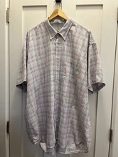 Cutter & Buck Men’s Short Sleeve Shirt 3XL Plaid Red Blue White Button Down