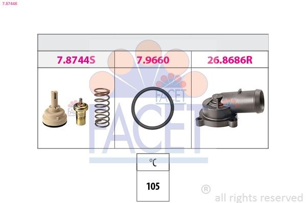 Facet Thermostat, KüHlmittel 7.8744K FüR Audi Seat Skoda VW-image