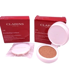 LOT OF 2 Clarins Everlasting Cushion Foundation REFILL w/Sponge HONEY 110 Sealed