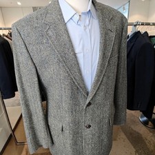Jos A Bank Harris Tweed Blazer 46r Flecked Herringbone Donegal Tweed Olive