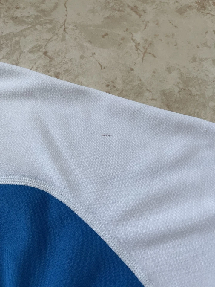 Camiseta New Balance Running Hombre Manga Corta Blanca Azul Mediana Carrera Deportes Camiseta Foto 4 de 4