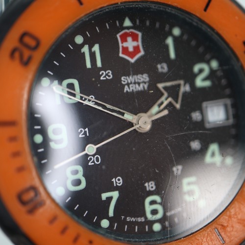 Vintage Swiss Army Watch 40mm Orange Diver Bezel 100m Black Date Dial - Picture 7 of 18