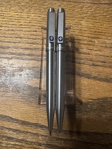 Vintage Parker 25 Ballpoint Pen (IIE) And Pencil (IY) - Metal brushed chrome -UK