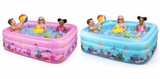 210cm 3 Tier Inflatable Square Kids Pool Outdoor Garden Family Paddling Pool
