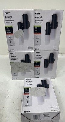 Feit Electric Matte Black Rechargeable Battery Portable LED Wall Sconce 10 Pack
