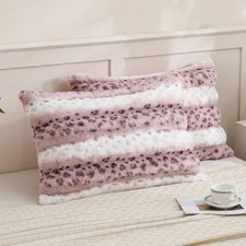 Fuzzy Faux Fur Pillow Case Plush Shaggy Pillow Cover 20 x 30 inches Dark Pink