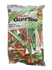 Pride Solid Hardwood Golf Tees 2 3/4" 90 Count Citrus Mix