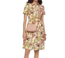 Tory Burch Dress Women’s Small Floral Short Sleeve Button Up Designer Formal