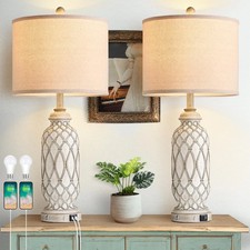 28" Table Lamps for Living Room Set of 2, Farmhouse Lamps for Bedroom with US...