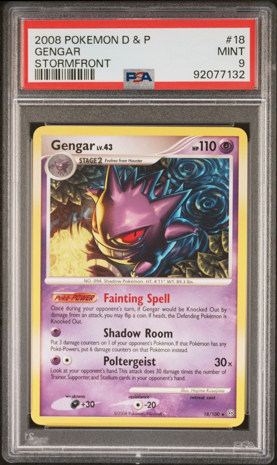 2008 Pokemon Stormfront Gengar #18 Diamond & Pearl MINT PSA 9 Rare