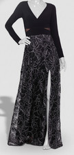 XSCAPE Women's Black Long Sleeve Cut-Out Lined Brocade-Skirt Gown Dress Size 8