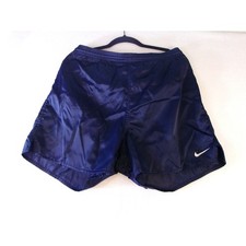 Vintage 90s Nike Team Running Shorts Mens Medium Blue Shiny Nylon Silkies Y2K 5"
