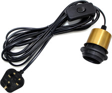 Plug in Pendant Light Cord Fitting, 5M Light Cable with Switch and Plug, E27 La