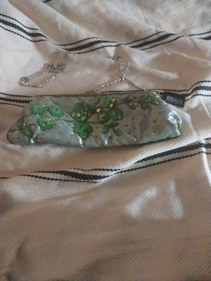 Bijoux Terner  Green Evening Flower Sequin  Purse