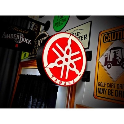 VINTAGE YAMAHA 9 Inch Light Box LED Sign 3D Printed Wall Decor Man Cave Garage