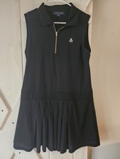 Tommy Hilfiger Black Women's Tennis Dress Pleated Bottom  Zip Front LARGE 