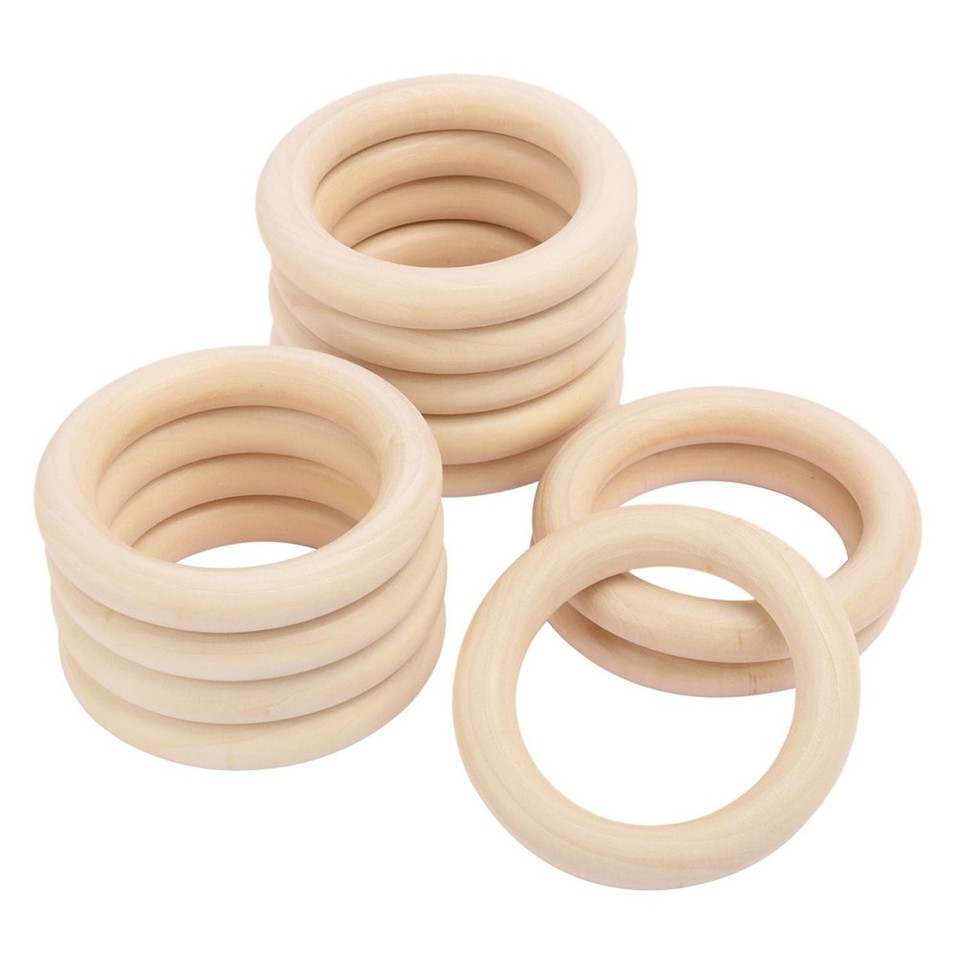 30 Pack Unfinished Wooden Rings Natural 4 Inch Wood Craft Rings for ...