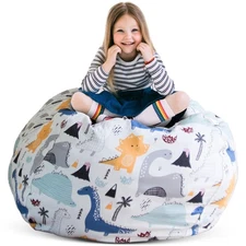 Stuff ’n Sit XL 38’’ Bean Bag Storage for Stuffed Toys, Dinosaur