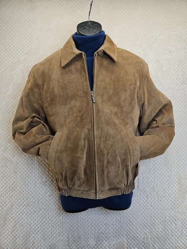ROUNDTREE & YORKE Light Brown Suede Leather Jacket Sz S Washable $199. NEW NWT