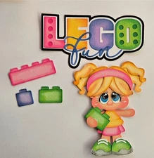 BUILDING FUN BLONDE HAIR GIRL PLAY scrapbook premade paper piecing 3D die cut
