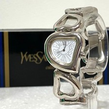 Yves Saint Laurent YSL Heart Silver GP Watch Quartz Vintage 25mm Working Used