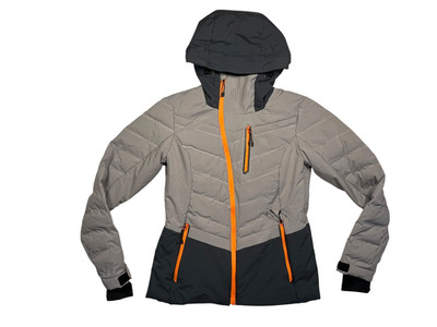 ICEBERG OUTERWEAR Gray/Orange Warm INSULATED WINTER JACKET Ski Hike Coat Women M