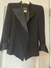 ESCADA COUTURE Size 38 Silk Wool Black Wool Pants/Blazer Suit STUNNING