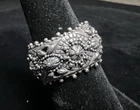 Vintage Sterling Silver Wide Band Intricate Repoussé Concho Ring Size 7