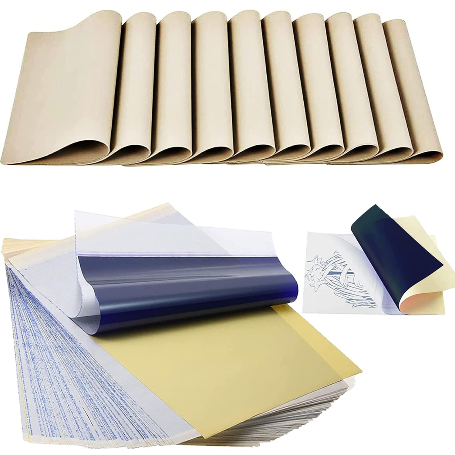 Tattoo Practice Skin with Transfer Paper, Urknall 30PCS Fake Skin and Tracing Pa