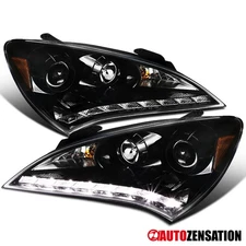 Fit 2010-2012 Hyundai Genesis Coupe Slick Black LED Strip Projector Headlights