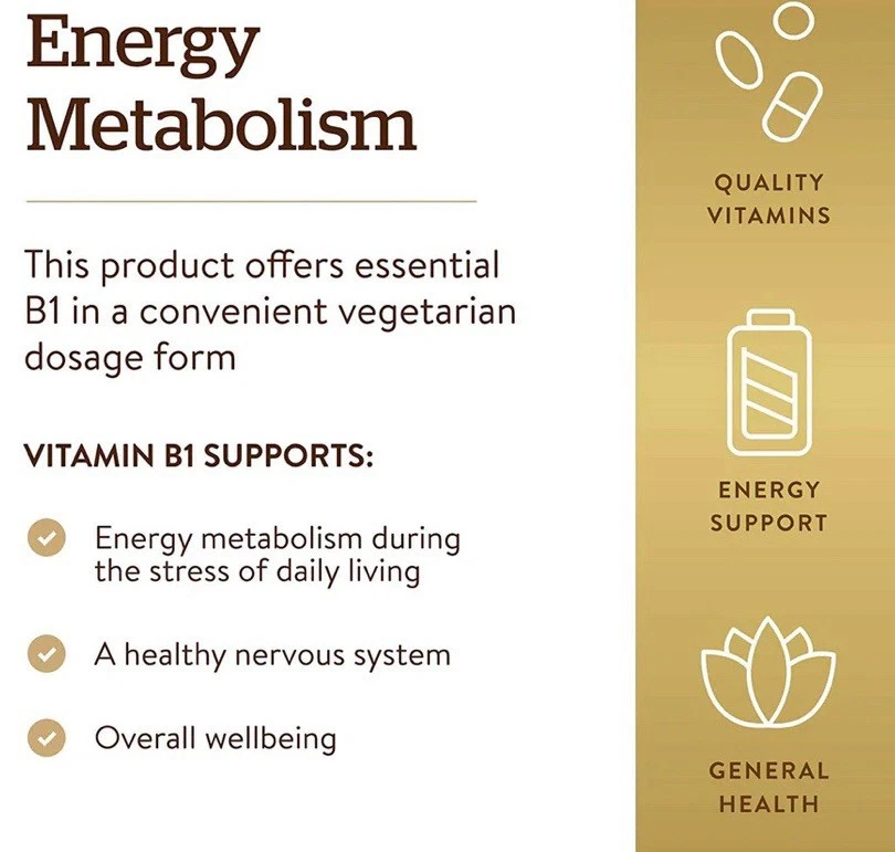 Solgar Vitamina B1 (Tiamina) 500mg Suplemento Dietético (100 Comprimidos) Foto 4 de 4