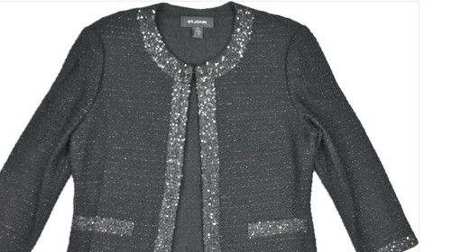 St. John Womens Textured Stripe Knit Wool Blend Jacket Size 6 New $1600 MADE USA - Picture 6 of 11