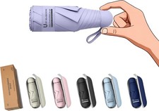 BAODINI Travel Essentials Mini Umbrella for Purse With Case Small Compact UV Sun