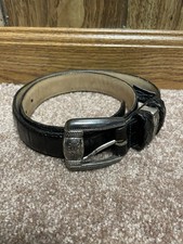 Brighton Womens Leather Belt 24703 M 1.25 Wide Black Crocodile Silver Buckle