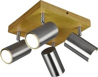Trio Leuchten 4Er Spot Marley GU10, Nickel Matt, Holzfarbig Deckenstrahler