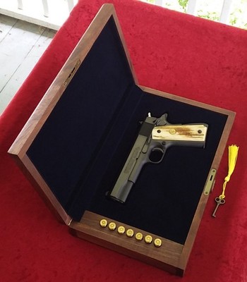 Colt Model 1911 Wood Presentation Case Pistol Display Box - Made