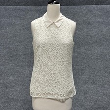 Banana Republic Shirt Womens Small Ivory Lace Collared Sleeveless Blouse Lined