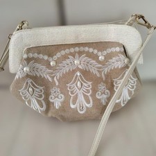 Borsa a tracolla bianca tela tinta unita donna Giappone usata